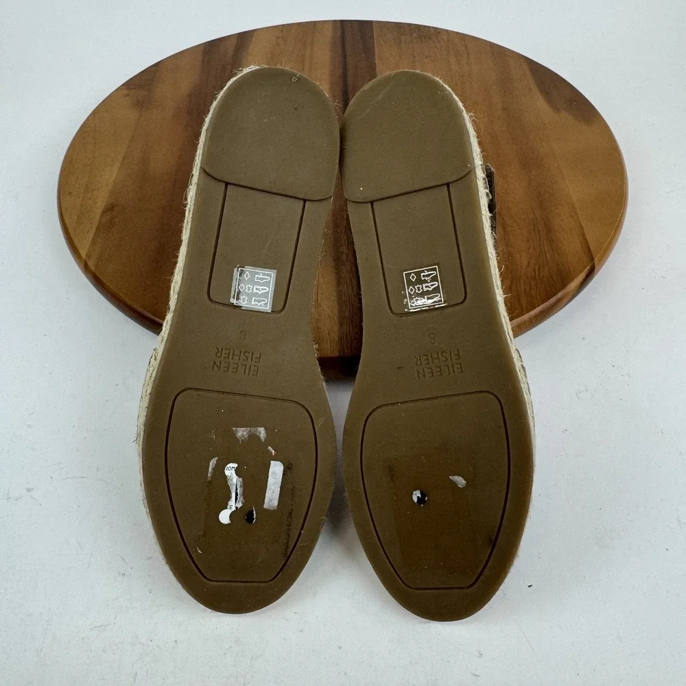 Womens Eileen Fisher Lala Tumbled Metallic Leather Espadrille Sandals‎ Size 8 M
